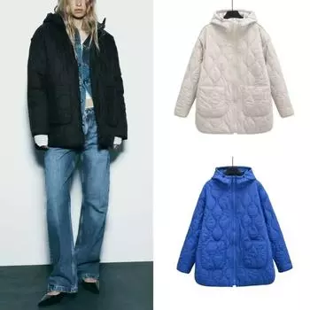 Женская новая куртка с капюшоном на осень и зиму с застежкой-молнией и длинным рукавом, теплая однотонная хлопковая одежда, модные женские топы XS чёрный