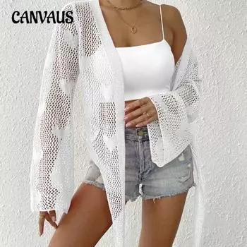 Женская новая летняя тканая блузка-бикини с кардиганом и расклешенными рукавами на бабочке One size белый