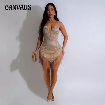 Женская новая мода Холтер Горячие бриллиантовые цепочки Условия сексуальные нерегулярные платья S чёрный