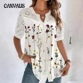 Женская новая мода на пуговицах с лацканами и короткими рукавами рубашка блузка S