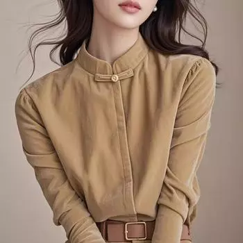 Женская новая модель бархатной футболки с длинными рукавами для женщин в зимнем нижнем белье, французский новый китайский топ S