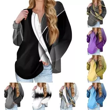 Женская новая модная футболка с длинными рукавами и воротником на пуговицах, тонкий топ, повседневные топы L синий