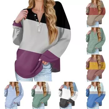 Женская новая модная футболка с длинными рукавами и воротником на пуговицах, тонкий топ, повседневные топы L