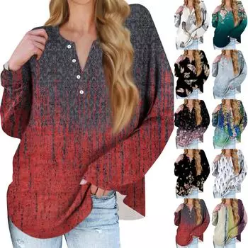 Женская новая модная футболка с длинными рукавами и длинными рукавами с воротником на пуговицах, тонкий топ, повседневные топы XXXL