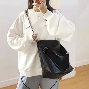 Женская новая модная корейская версия простая студенческая сумка большой емкости повседневная цепочка сумка через плечо