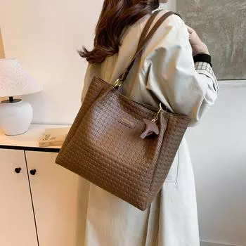 Женская новая модная роскошная сумка через плечо, большая вместимость, сумка-тоут для поездок на работу бежевый