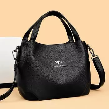 Женская новая модная сумка через плечо 2024 года с рисунком личи, большая вместительная сумка для мамы чёрный