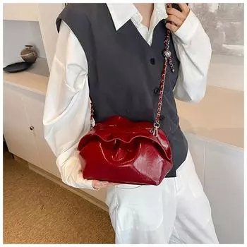Женская новая модная сумка через плечо с цепочкой, однотонная складная сумка-облако, женская мягкая сумка из искусственной кожи на одно плечо подмышкой