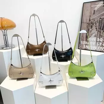 Женская новая модная сумка через плечо, текстурированная сумка через подмышку, сумка через плечо в стиле кросс-полумесяца