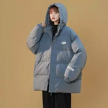 Женская новая одежда на хлопковой подкладке осень-зима для студентов простая утолщенная одежда из хлеба с капюшоном куртка на хлопковой подкладке куртка S recommends below 55kg белый
