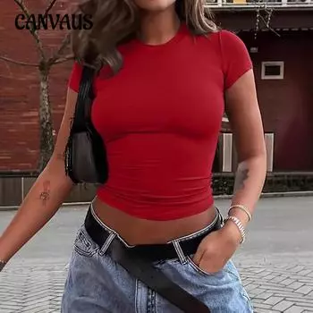 Женская новая однотонная футболка с круглым вырезом и коротким рукавом XS белый