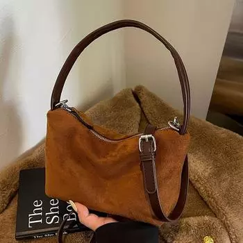 Женская новая однотонная универсальная сумка через плечо на молнии для осени и зимы в стиле ретро для шопинга, маленькая квадратная сумка (20cm<Max Length<30cm)