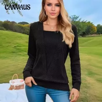 Женская новая осенне-зимняя однотонная повседневная свободная футболка с квадратным вырезом и длинными рукавами S бордовый