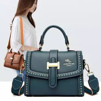Женская новая осенне-зимняя женская сумка, модная ретро-сумка с заклепками и замком через плечо для женщин