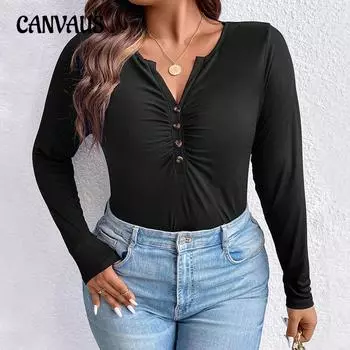 Женская новая осенняя облегающая трикотажная блузка с круглым вырезом и длинным рукавом 1XL чёрный