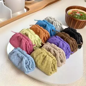 Женская новая плиссированная сумка-пельмень из натуральной кожи, сумка-облако из коровьей кожи, плетеная сумка через плечо, сумка через плечо Ashi Ge в том же стиле Plain weave small size: 22 x 12 x 7CM