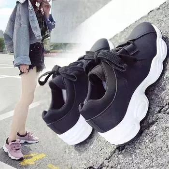 Женская новая повседневная обувь, студенческие кроссовки на платформе в корейском стиле, кроссовки для бега, женская модная обувь 36 чёрный