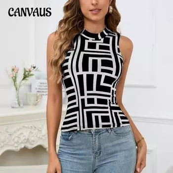 Женская новая простая сексуальная облегающая футболка без рукавов с принтом Commuter Pop S черный коричневый