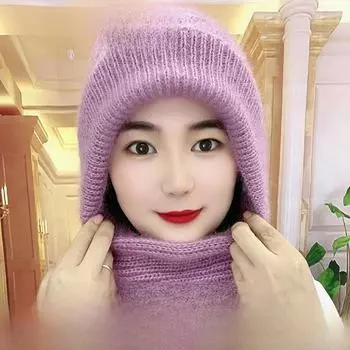 Женская новая стильная толстая бархатная шапка-шарф с интегрированным капюшоном для защиты от ветра и снега. Осенне-зимняя теплая шапка из беличьей шерсти. Модная сетчатая шляпа знаменитостей. красный