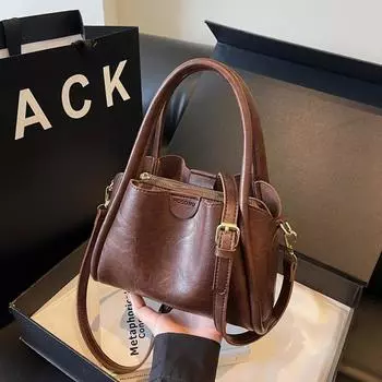 Женская новая сумка через плечо, однотонная сумка из искусственной кожи, модная повседневная сумка через плечо чёрный