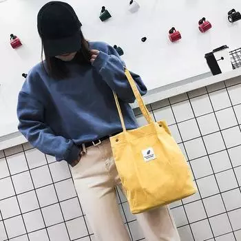 Женская новая сумка через плечо, сумка для покупок, большая вместительная парусиновая сумка на плечо, вельветовая литературная сумка