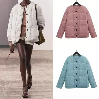 Женская новая свободная куртка из материала Tencel с круглым вырезом и длинными рукавами, с карманами, хлопковая куртка на осень и зиму, шикарные теплые топы XS белый