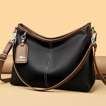 Женская новая уличная тенденция однотонная маленькая квадратная женская сумка-мессенджер через плечо чёрный