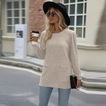 Женская новая универсальная рабочая футболка с длинным рукавом для отдыха на все времена года, сексуальная, красивая, свободная S чёрный