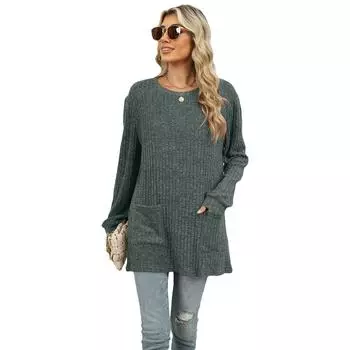 Женская новая универсальная рабочая футболка с длинным рукавом для отдыха на все времена года, сексуальная, красивая, свободная S чёрный