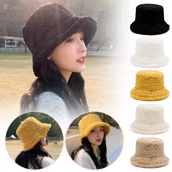 Женская новая универсальная сетчатая красная шляпа рыбака из овечьей шерсти, корейская классическая шляпа-ведро, сплошная тазовая шляпа Fas E0K4 Black-One size