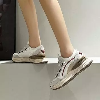 Женская новая универсальная спортивная и повседневная обувь, увеличивающая рост, теннисные туфли, кроссовки на шнуровке, летние модные туфли для папы на толстой подошве 34