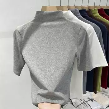 Женская новая весенняя модная и стильная облегающая футболка для женщин. Вы можете носить топы с короткими рукавами на улице S чёрный