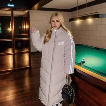 Женская новая зимняя хлопковая одежда, куртка, длинное толстое пальто с капюшоном, теплое, элегантное, однотонное, на молнии спереди, модное пальто S белый