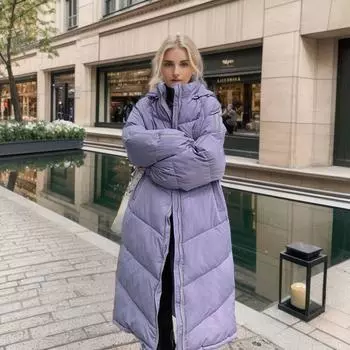 Женская новая зимняя хлопковая одежда, куртка, длинное толстое пальто с капюшоном, теплое, элегантное, однотонное, на молнии спереди, модное пальто S белый