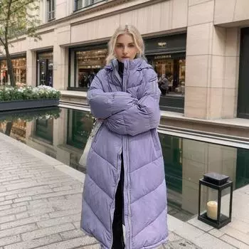 Женская новая зимняя хлопковая одежда, куртка, длинное толстое пальто с капюшоном, теплое, элегантное, однотонное, на молнии спереди, модное пальто S белый
