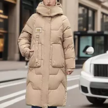 Женская новая зимняя парка с капюшоном, хлопковая куртка, женская куртка средней и длинной длины выше колена, толстый пуховик, хлопковая куртка, женское пальто M хаки