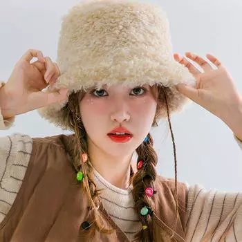 Женская объемная шерстяная рыбацкая шапка, утолщенная осенне-зимняя теплая цветная плюшевая шапка бежевый