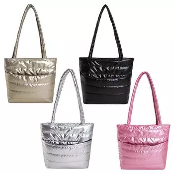 Женская объемная сумка-тоут большой емкости на молнии, повседневная легкая сумка, зимняя сумка для свиданий золотой