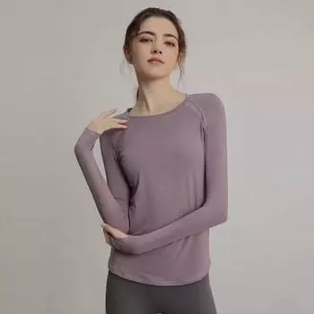 Женская облегающая футболка с круглым вырезом и длинными рукавами, спортивная футболка для бега на открытом воздухе, дышащая и быстросохнущая одежда для отдыха, спортивная одежда S