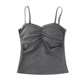 Женская облегающая и утягивающая майка с плиссированными внутренними бретельками, красивый бюстгальтер на спине и верхняя одежда. one size серый