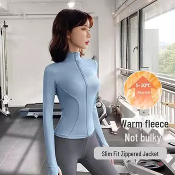 Женская облегающая куртка из плюша на весну и осень - облегающий топ для йоги L