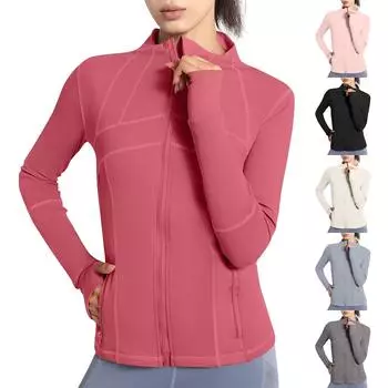 Женская облегающая спортивная куртка для бега на молнии с карманами и полной молнией S белый