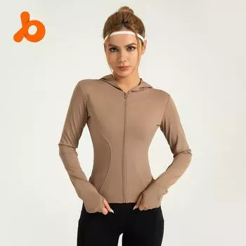 «Женская облегающая ветрозащитная куртка с капюшоном для йоги и велоспорта» XL