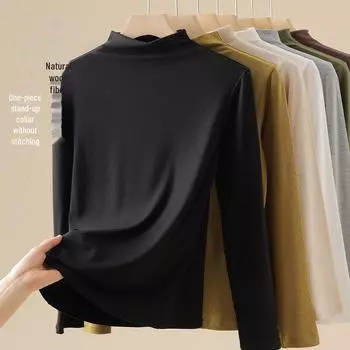 Женская облегающая водолазка с длинным рукавом и воротником-стойкой - Коллекция Осень/Зима 2024 XL (120-130 catties) чёрный