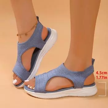 Женская обувь 2024 года, брендовые женские сандалии больших размеров, модные повседневные сандалии с открытым носком, женские летние сандалии без застежек из легкой сетки на плоской подошве 36