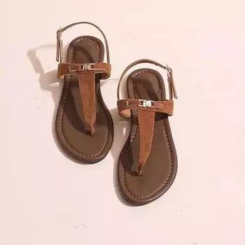 Женская обувь 2024 года, брендовые женские сандалии-стринги, модные повседневные сандалии, женские сандалии с пряжкой на плоской подошве и открытым носком для улицы, женская обувь 35 бежевый