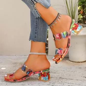 Женская обувь 2024 года, брендовые женские тапочки больших размеров, модные цветные туфли-туфли для женщин, новые туфли на каблуках с открытым носком для женщин, Zapatos 35