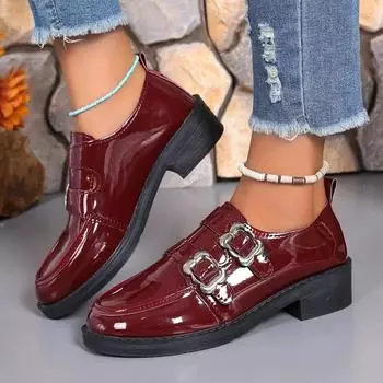 Женская обувь 2024 года, брендовые женские туфли с пряжкой и ремешком на высоком каблуке, модные металлические украшения для офиса и карьеры, новые туфли на каблуках больших размеров для женщин 36 чёрный