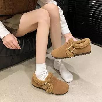 Женская обувь 2024 года, брендовые женские туфли на плоской подошве с пряжкой и ремешком, модные повседневные туфли на плоской подошве с круглым носком, горячая распродажа, бархатные однотонные туфли на плоской подошве 35 малиновый