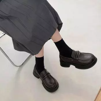 Женская обувь 2024 года, брендовые женские туфли на высоком каблуке без застежек, модные повседневные туфли-лодочки с круглым носком, женская горячая распродажа, туфли на платформе и каблуках Zapatos 35 чёрный